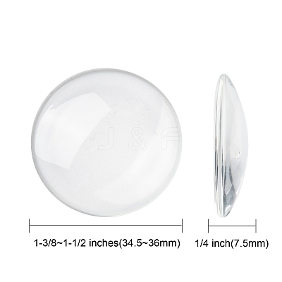 Transparent Glass Cabochons X-GGLA-R026-35mm-1