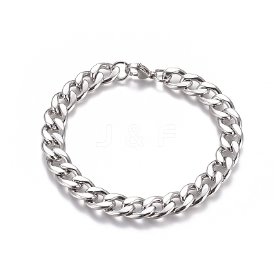 Tarnish Resistant Unisex 304 Stainless Steel Curb Chain/Twisted Chain Bracelets STAS-D0002-38P-1