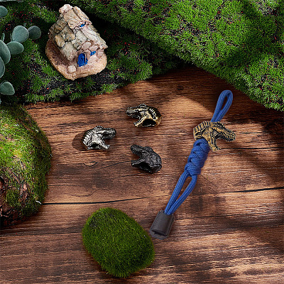 3Pcs 3 Colors Dinosaur Head Shaped Brass Beads KK-NB0002-95-1