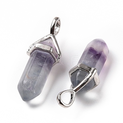 Natural Colorful Fluorite Pointed Pendants G-K329-68P-1