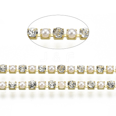 Brass Rhinestone Strass Chains CHC-N017-001A-A25-1