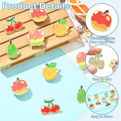 10Pcs 5 Styles Fruit Enamel Pin JEWB-CJ0003-20-1