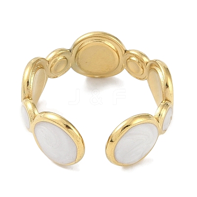 Ion Plating(IP) 304 Stainless Steel Enamel Cuff Finger Rings RJEW-L107-038G-01-1
