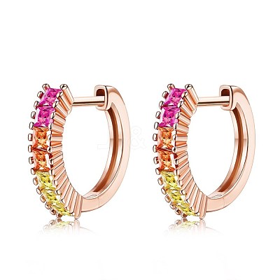 925 Sterling Silver Huggie Hoop Earrings EJEW-BB67055-RG-1