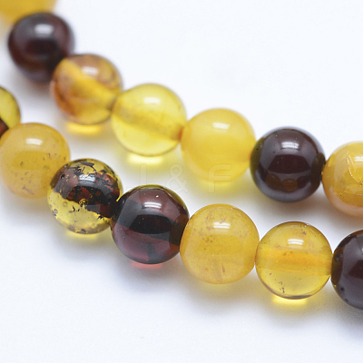Natural Amber Beads Strands G-P336-16-6mm-1