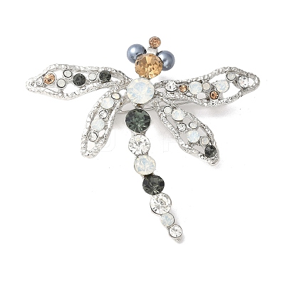 Dragonfly Alloy Rhinestone Brooches for Backpack Clothes JEWB-M067-06P-03-1