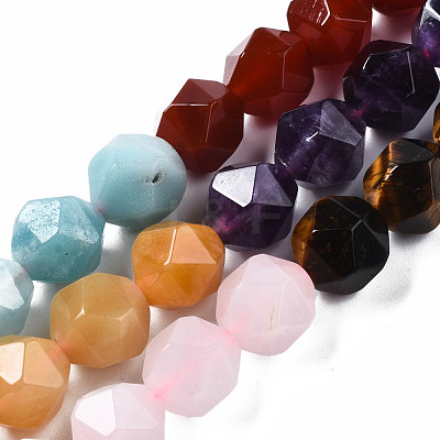 Chakra Theme Natural Tiger Eye & Rose Quartz & Amethyst & Topaz Jade & Red Agate & Amazonite & Sodalite Beads Strands G-S376-002C-1