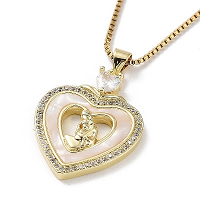 Mother's Day Brass Micro Pave Clear Cubic Zirconia Pendant Necklaces NJEW-G126-01D-1