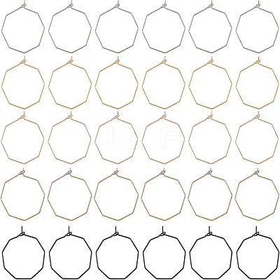 30Pcs 5 Colors Ion Plating(IP) 316 Surgical Stainless Steel Hoop Earrings Findings STAS-UN0030-95-1