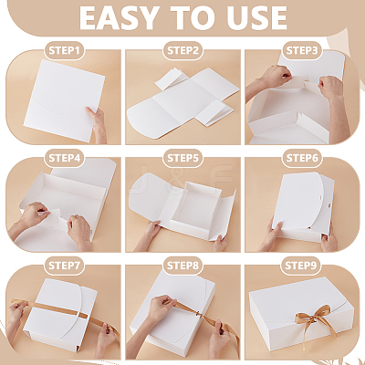 Cardboard Paper Gift Packing Boxes with Goldenrod Ribbon CON-WH0107-60B-1