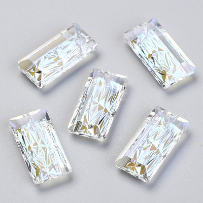 Embossed Glass Rhinestone Pendants GLAA-J101-07B-001SI-1