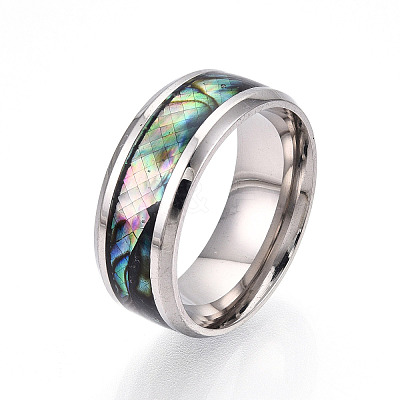 201 Stainless Steel Wide Band Finger Rings RJEW-T005-7-07-1