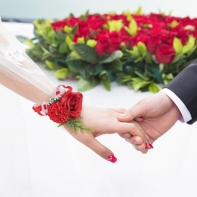 2PCS Silk Wrist Corsage AJEW-CP0001-51A-1