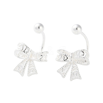 999 Fine Silver Bowknot Ear Plugs Gauges EJEW-P296-15S-1