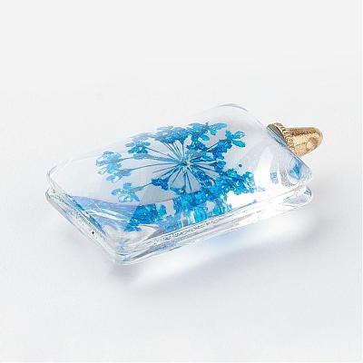 Rectangle Alloy Glass Pendants GLAA-Q047-18x25-06KC-1