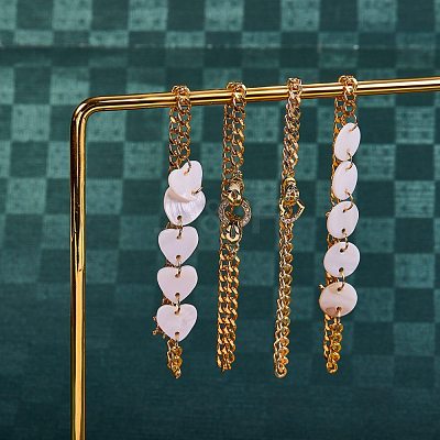 Brass Charm Bracelets & Curb Chain Bracelets Sets BJEW-SZ0001-005G-1