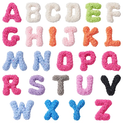 26Pcs 26 Styles Opaque Resin 26 Letter Cabochons RESI-YW0001-39-1