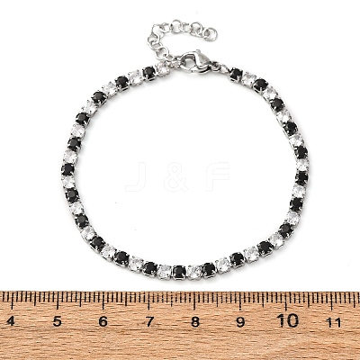 304 Stainless Steel with Cubic Zirconia Link Chain Bracelets for Women BJEW-G754-01A-P01-1