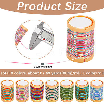 8 Rolls 8 Colors 12-Ply Polyester Thread Cord DIY-SP0003-80C-1