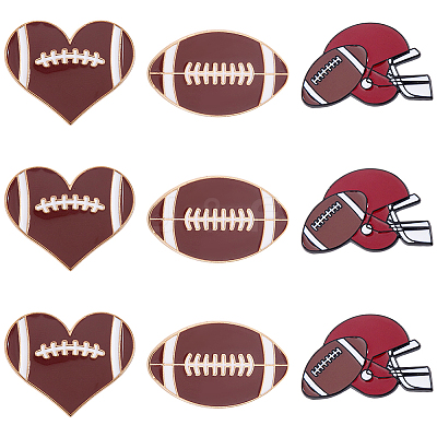 9Pcs 3 Styles Rugby Sports Enamel Pins JEWB-SC0001-99-1