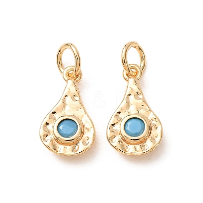 Brass Micro Pave Cubic Zirconia Charms CU-K002-42G-C-1