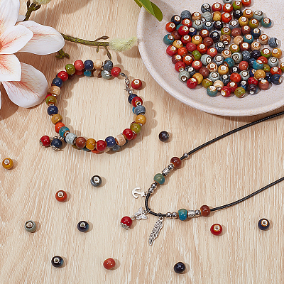 180Pcs 12 Colors Handmade Porcelain Beads PORC-PH0001-43-1