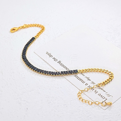 Eternal Brass Pave Cubic Zirconia Rectangle Tennis Anklets for Women Elegant Daily Wear CC7151-2-1