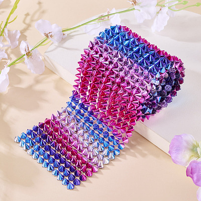 1 Yard 12-Row Resin Spike Stud Cone Flatback Punk Rock Trim Mesh Bead Craft FIND-TA0006-73C-1