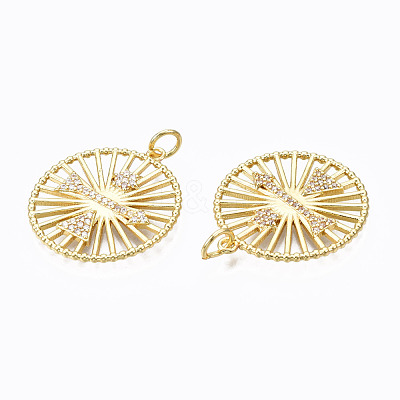 Brass Micro Pave Clear Cubic Zirconia Pendants ZIRC-N039-127-NF-1