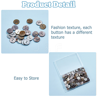 250Pcs 2-Hole Flat Round Shell Buttons SHEL-HS0001-02-1