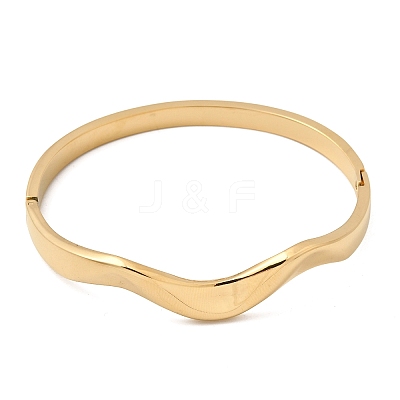 Curved 304 Stainless Steel Hinged Bangles for Women BJEW-B168-07G-1