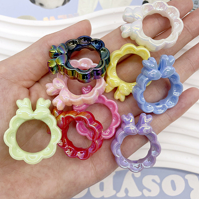 40Pcs UV Plating Acrylic Beads OACR-SP0001-84-1