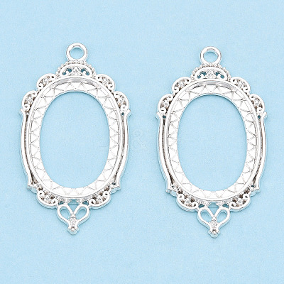 Zinc Alloy Link Cabochon Settings PALLOY-WH0001-35S-1