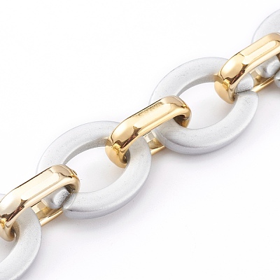 Opaque Spray Painted Acrylic & CCB Plastic Linking Cable Chains Set AJEW-JB00912-1
