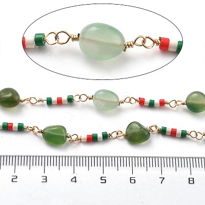 Natural Agate & Glass Link Chains CHC-K014-11G-04-1