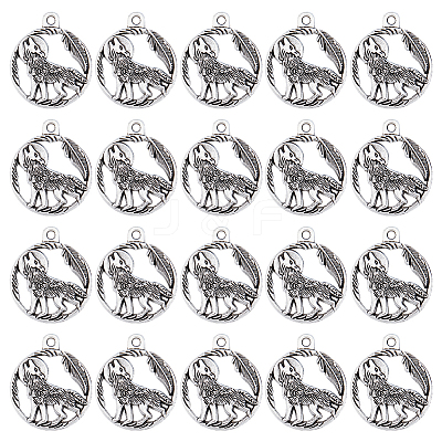 60Pcs Tibetan Style Alloy Howling Wolf Pendants TIBEP-SC0002-66-1
