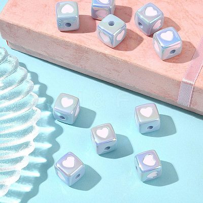 10Pcs Opaque Acrylic Enamel Beads ACRC-FS0001-02B-1