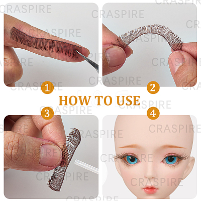 15Pcs 3 Styles Plush Craft Doll Eyelashes Strips DOLL-CP0001-07B-1
