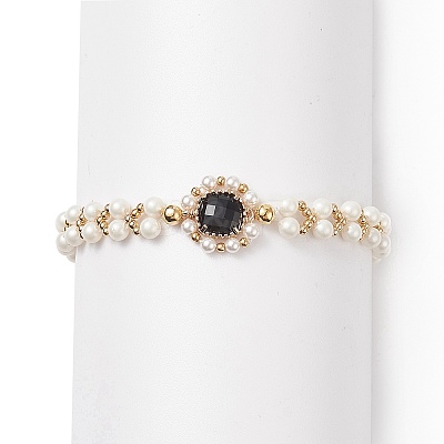 Glass & Shell Pearl Bead Bracele BJEW-TA00180-03-1