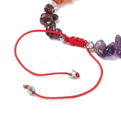 Natural & Synthetic Mixed Gemstone Chips Braided Bead Bracelet BJEW-JB08631-1