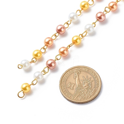 Handmade Glass Pearl Round Beaded Chains AJEW-SZ0002-40E-1