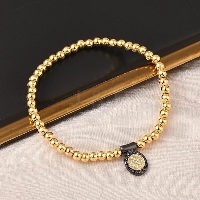 Brass Oval Charms Bracelets BJEW-B148-03C-05-1