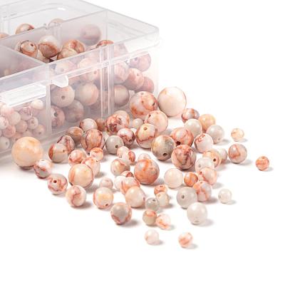 340Pcs 4 Sizes Natural Red Netstone Round Beads G-LS0001-35-1