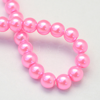 Baking Paint Pearlized Glass Pearl Round Bead Strands X-HY-Q003-6mm-68-1