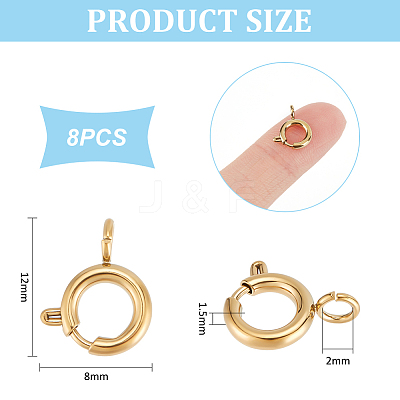 8Pcs Ion Plating(IP) 304 Stainless Steel Spring Ring Clasps STAS-UN0052-56-1