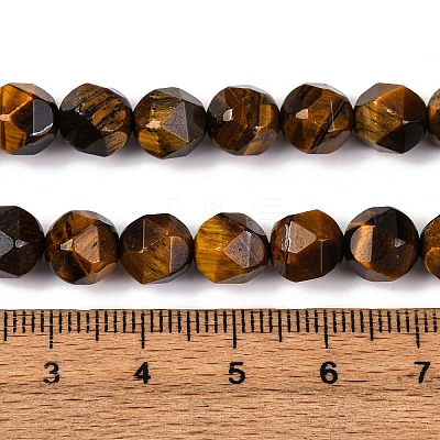 Faceted Natural Tiger Eye Beads Strands G-K066-01-8mm-1