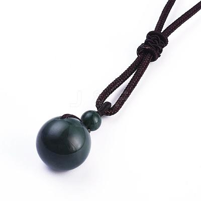 Natural Moss Agate Pendant Necklaces NJEW-P241-A04-1