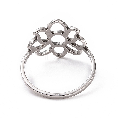 Non-Tarnish 201 Stainless Steel Flower Finger Ring RJEW-J051-32P-1