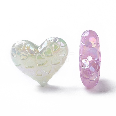 UV Plating Rainbow Iridescent Luminous Acrylic Beads OACR-E010-13-1