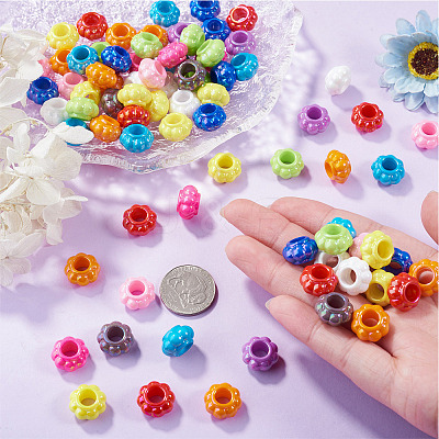 100Pcs Pearlized UV Plating Opaque Acrylic European Beads SACR-TA0001-77B-1